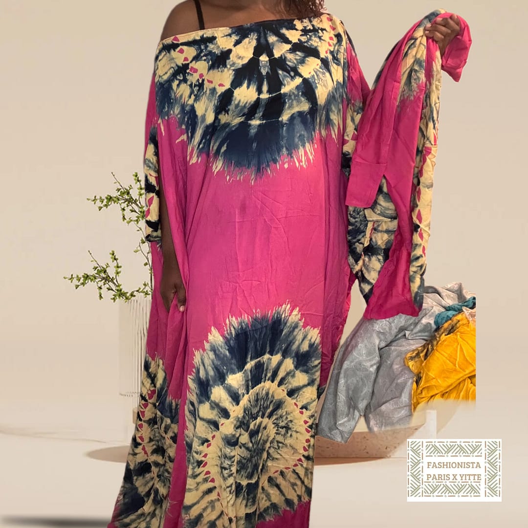 Robe melhfa rose et beige