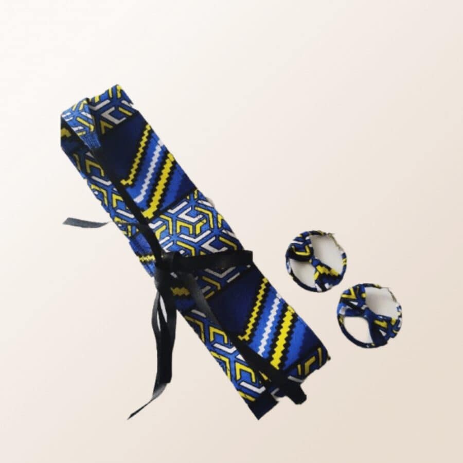 Ceinture Obi en wax + boucles assorties