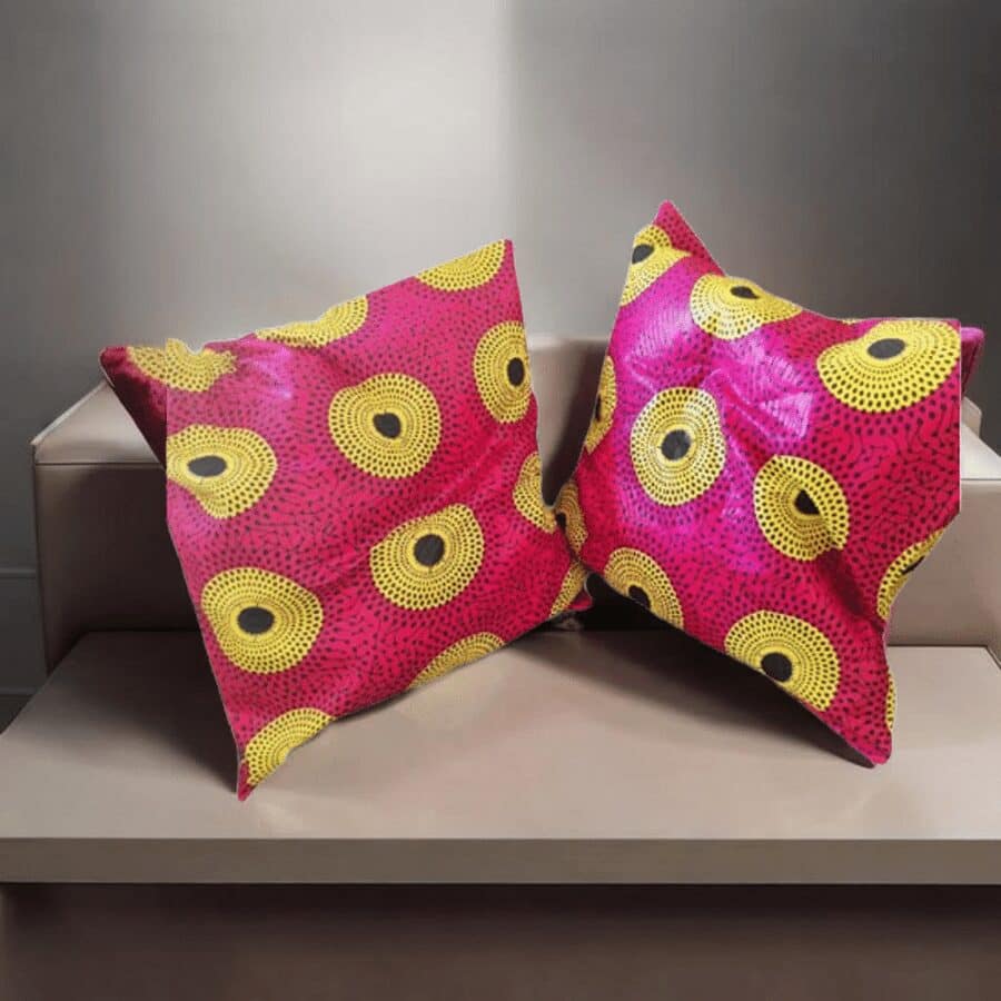 Lot de 2 housses de coussin en wax