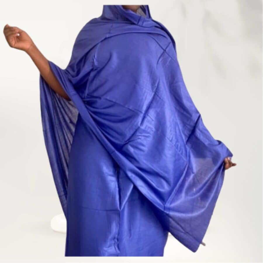 Melhfa couleur unie bleue