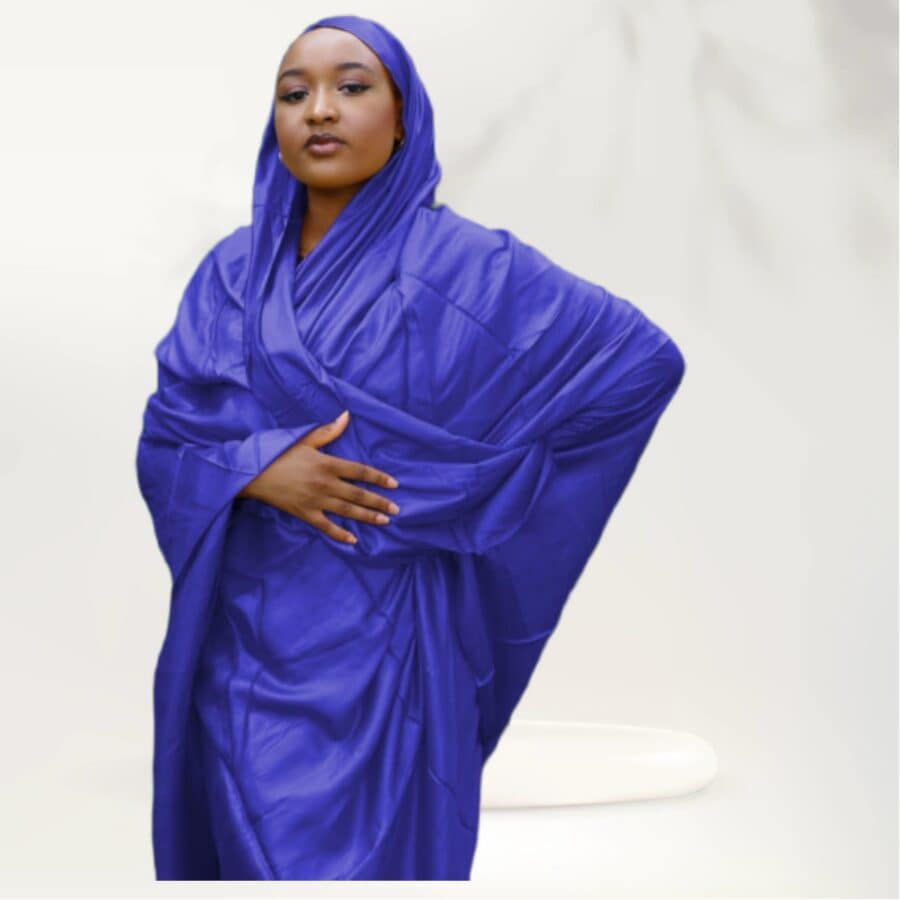 Melhfa couleur unie bleue