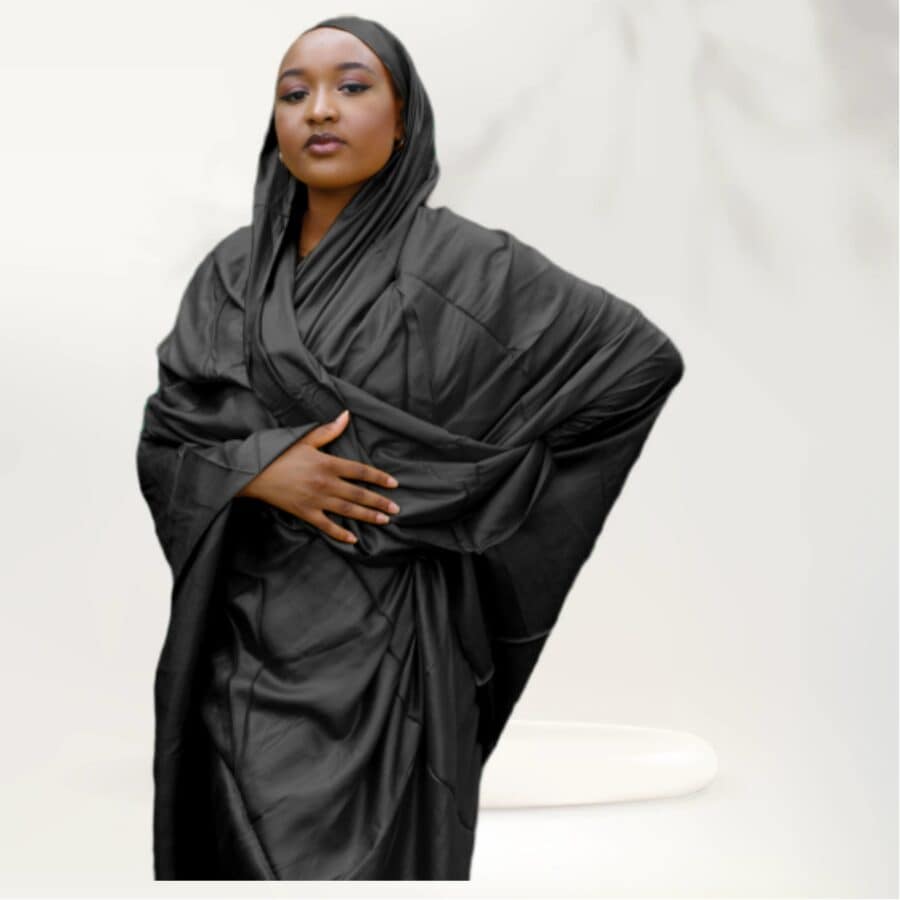 Melhfa couleur unie noire