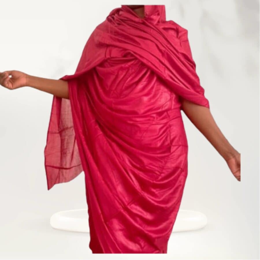 Melhfa couleur unie rouge