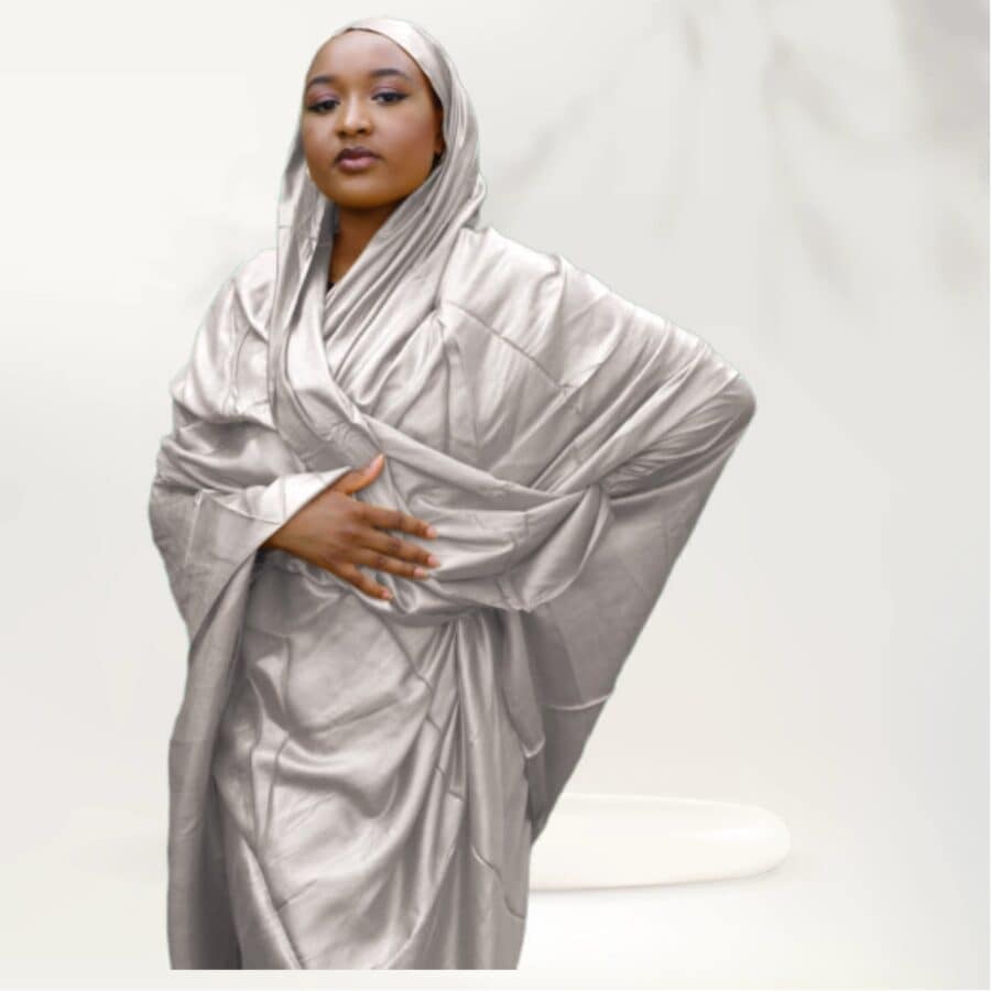 Melhfa couleur unie grise