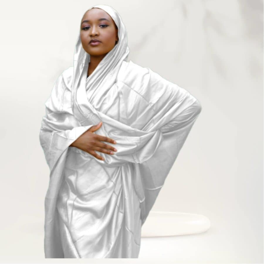 Melhfa couleur unie blanche