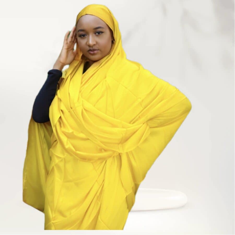 Melhfa couleur unie jaune