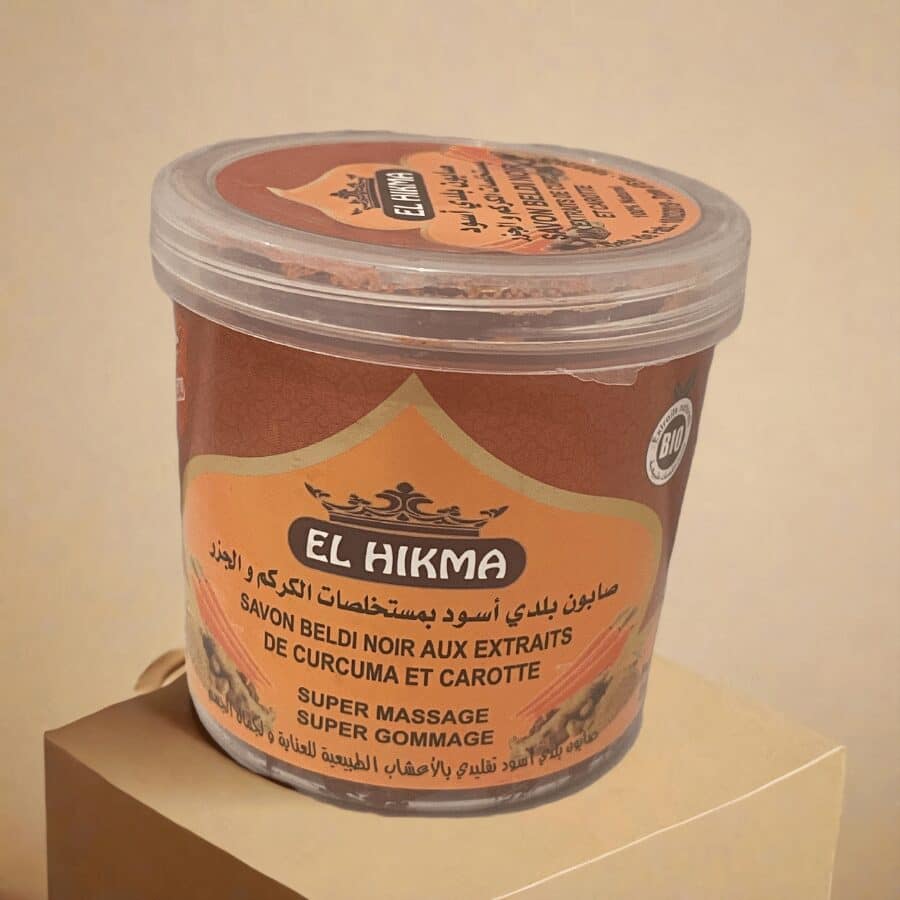 Savon beldi noir aux extraits de curcuma et carotte