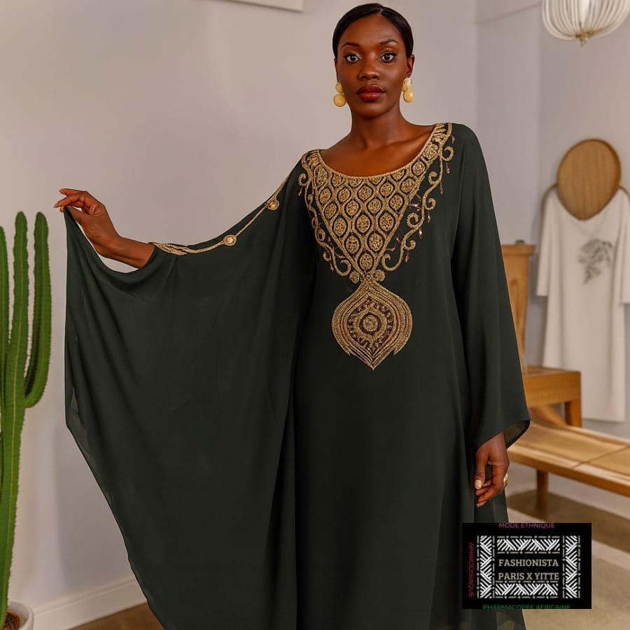 Robe perlee verte foncé