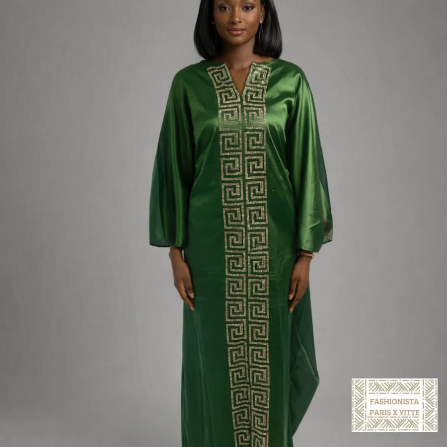 Abaya satin verte