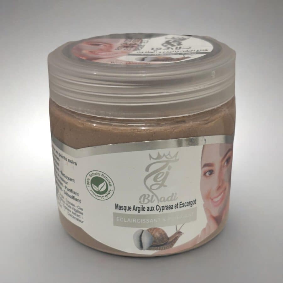 Masque d'argile à la bave d'escargot et aux coquillages cauris