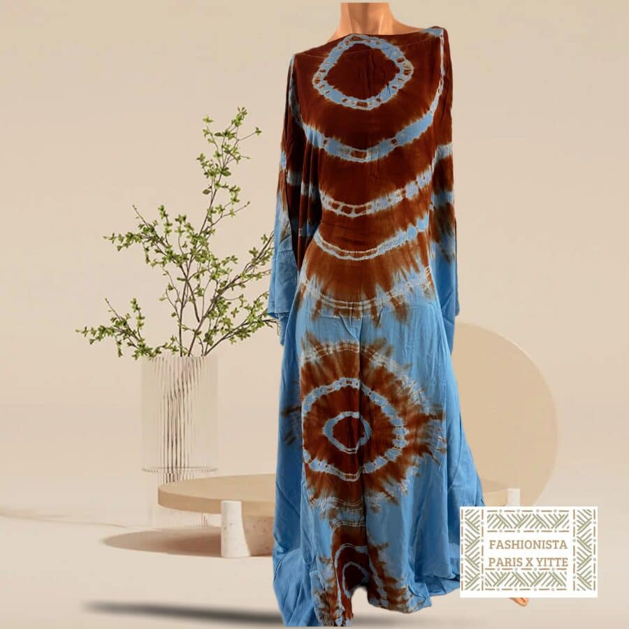 Robe melhfa bleu et marron