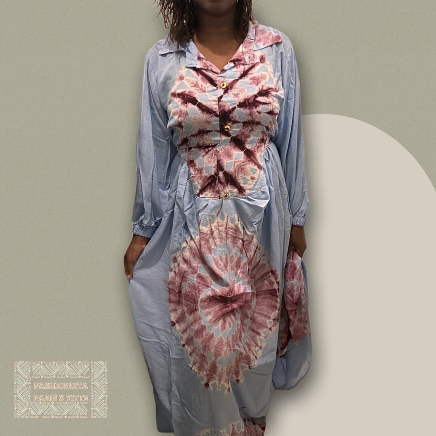 Robe melhfa bleu gris longue