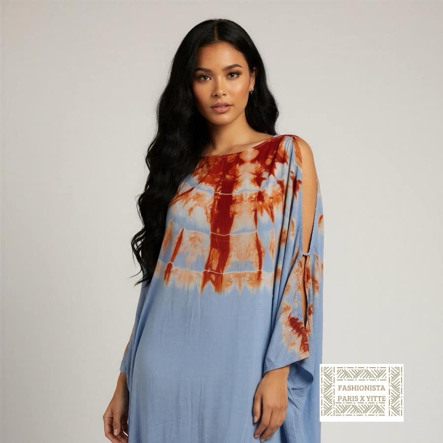 Robe Melhfa bleu et orange