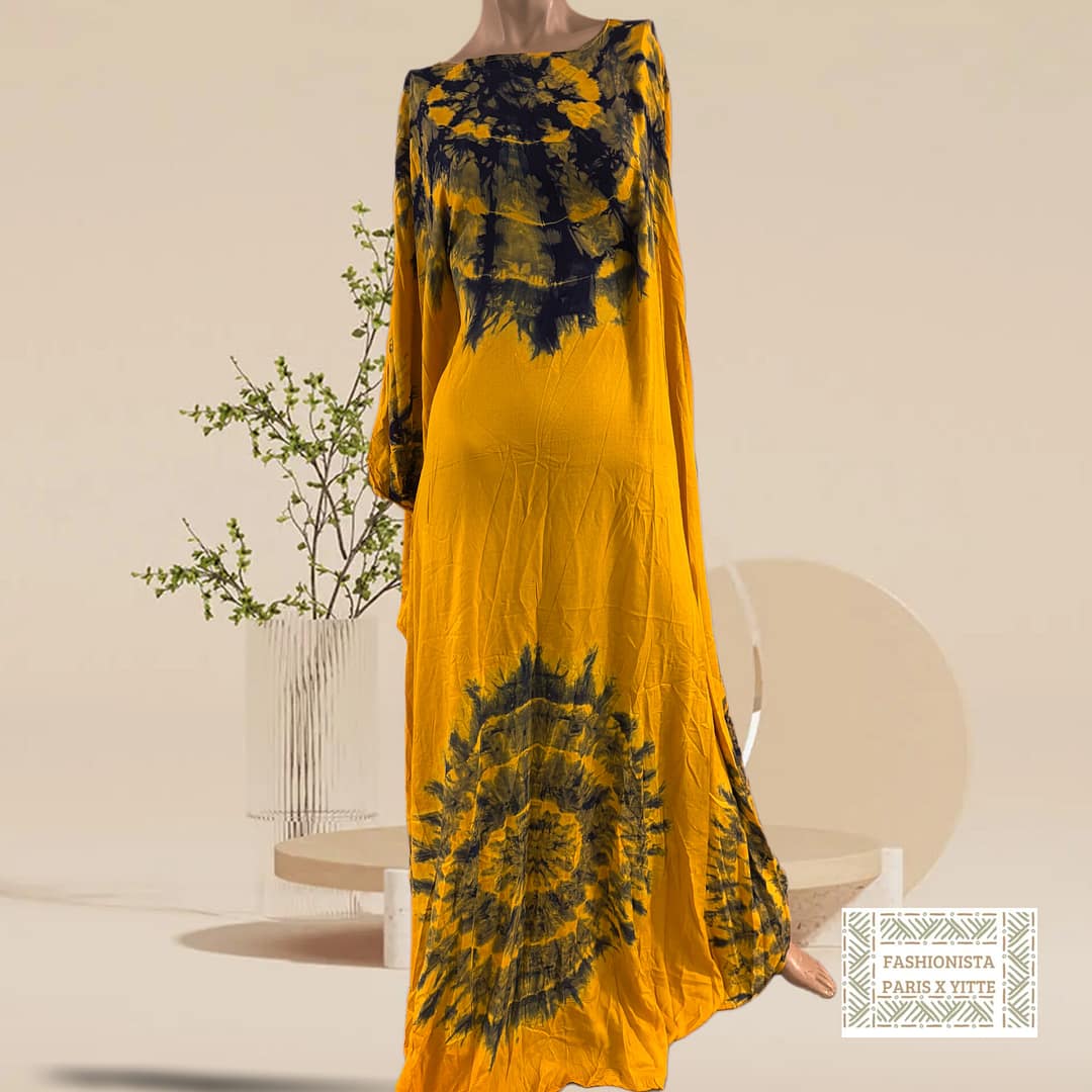 Robe melhfa jaune et noire