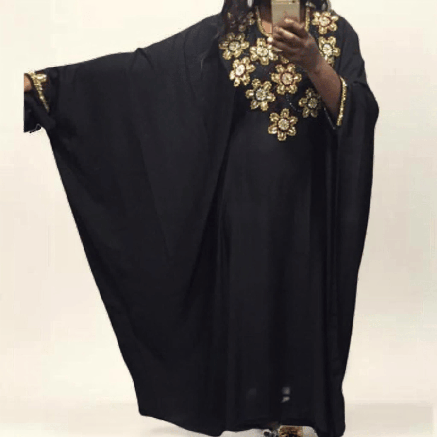 Abaya satinée perlée a la main