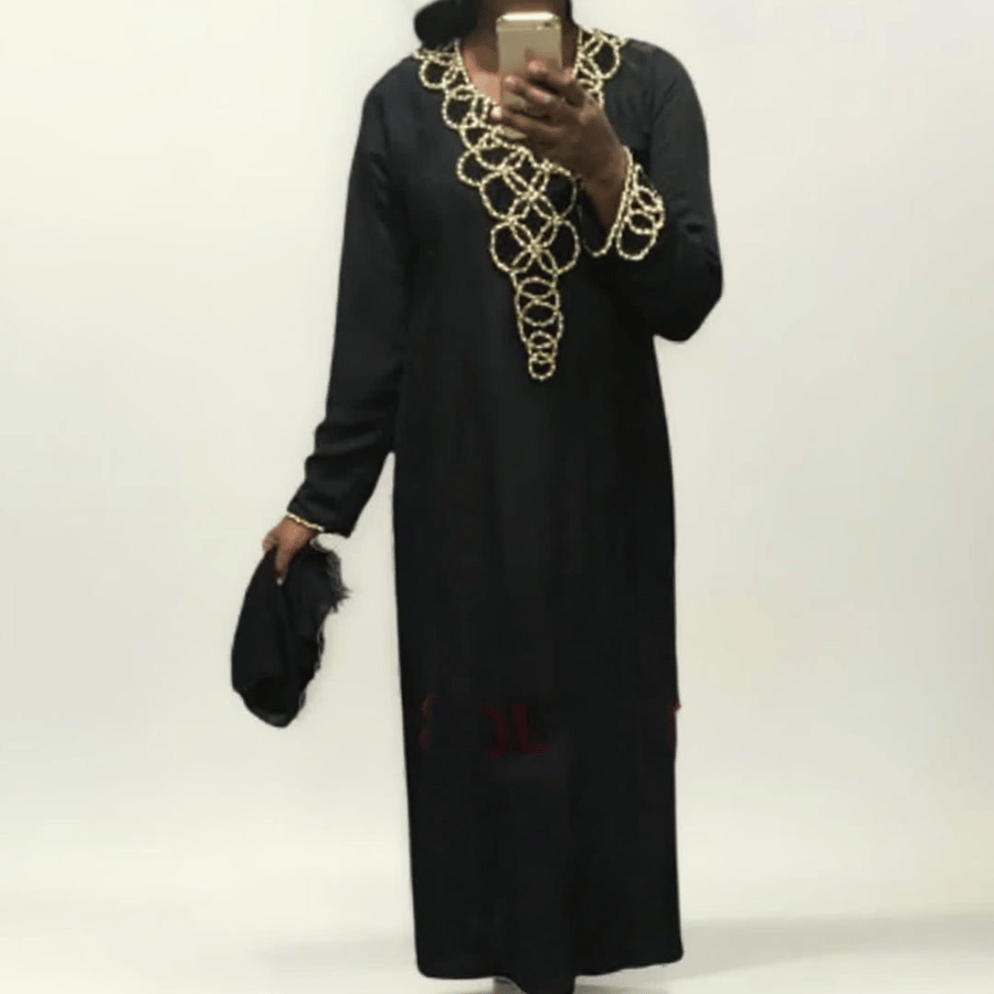 Abaya satinée perlée a la main