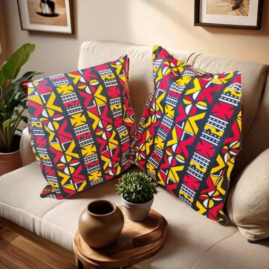 Lot de 2 housses de coussin en wax