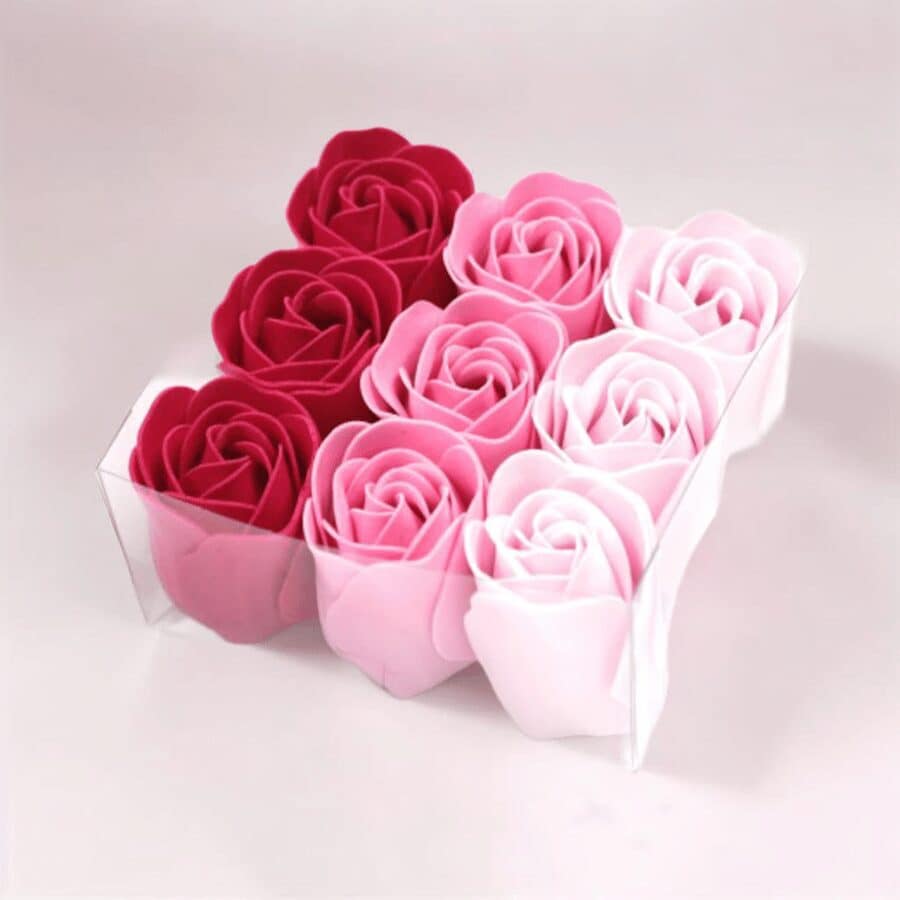 Boîte de 9 Roses de Savon - Rose