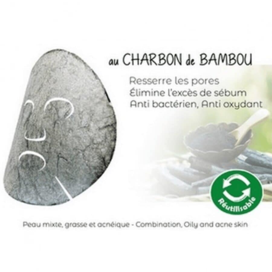 Masque visage Konjac naturel hydratant au charbon de bambou