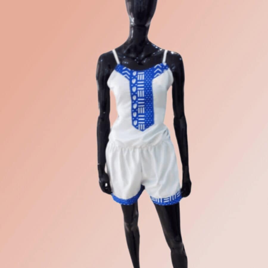 Combi-short soie imprimée et satin