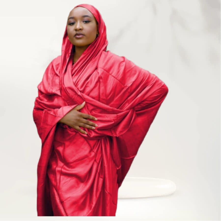 Melhfa couleur unie rouge