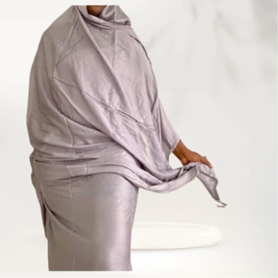 Melhfa couleur unie grise