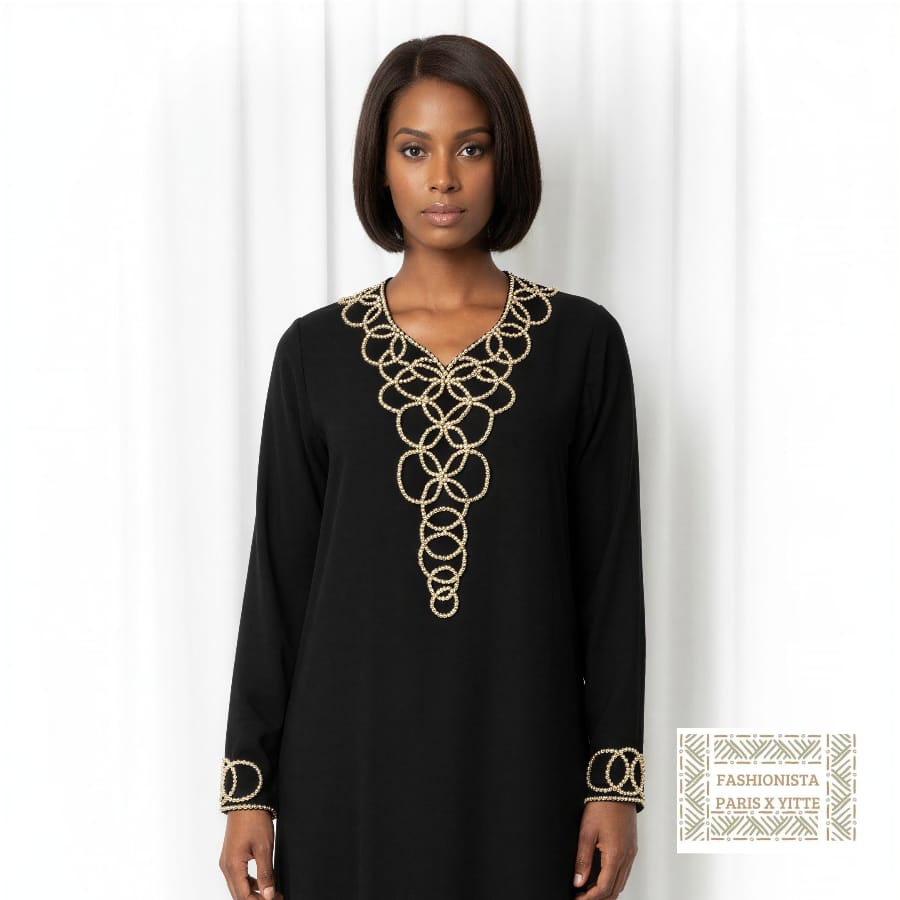 Abaya perlee a la main