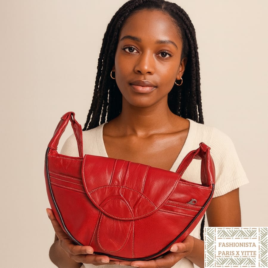 Sac artisanal en cuir rouge