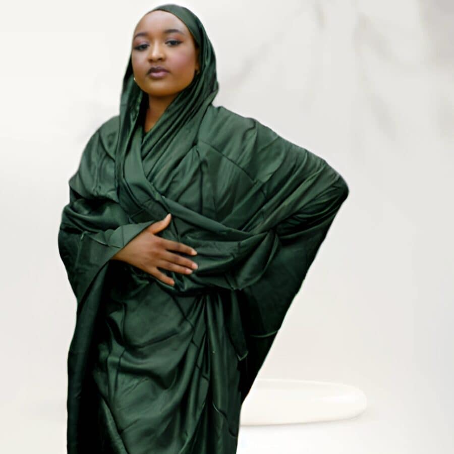 Melhfa couleur unie vert foncé