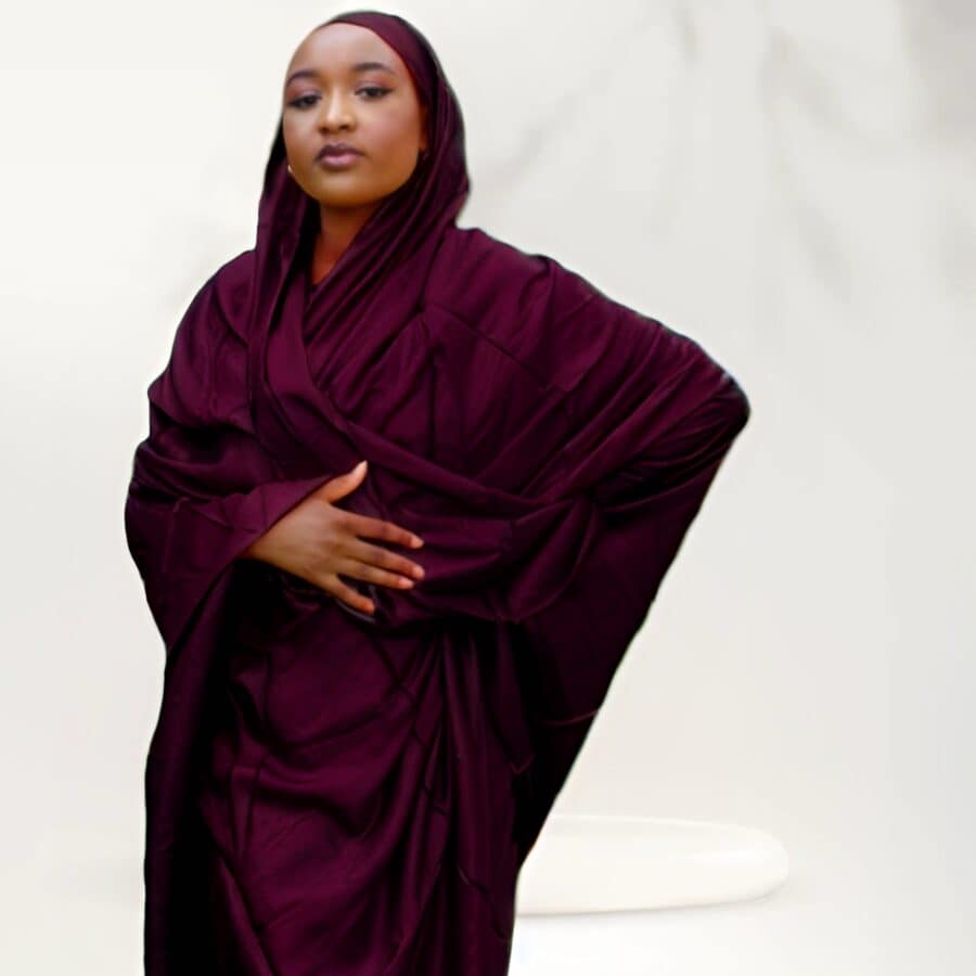 Melhfa couleur unie bordeaux