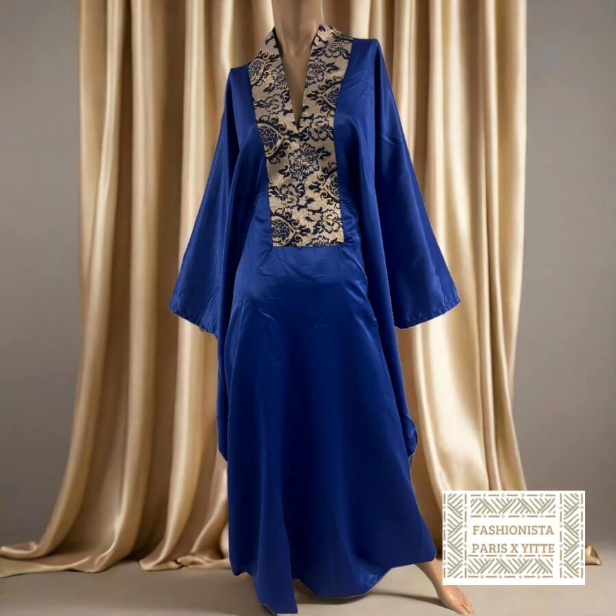 Robe satin & brocard avec foulard