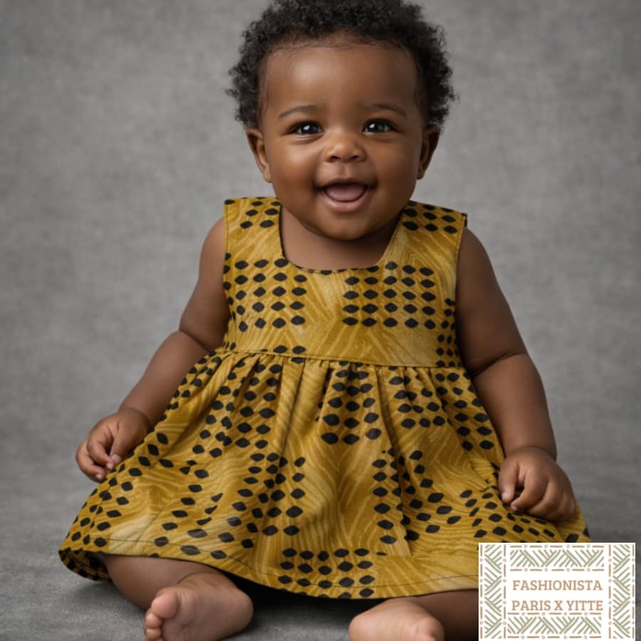 Robe Fille 3 Ans En Tissu Wax Fait Main - Neuf Sans étiquettes Motif Géométrique